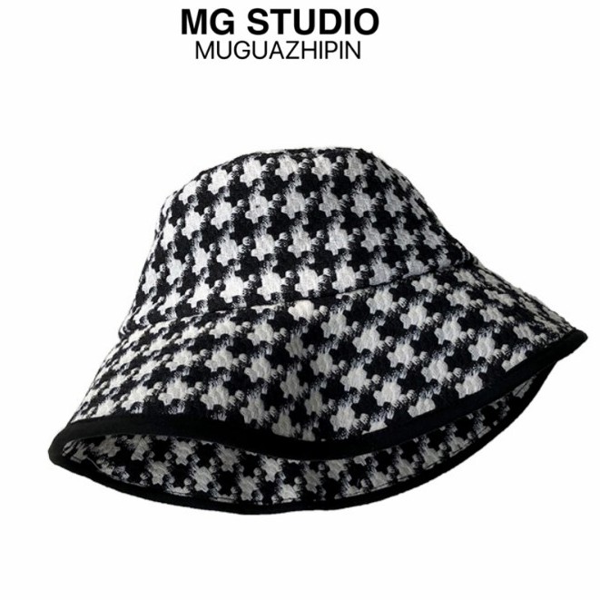 Mũ bucket MG STUDIO chất liệu cotton họa tiết houndstooth độc đáo