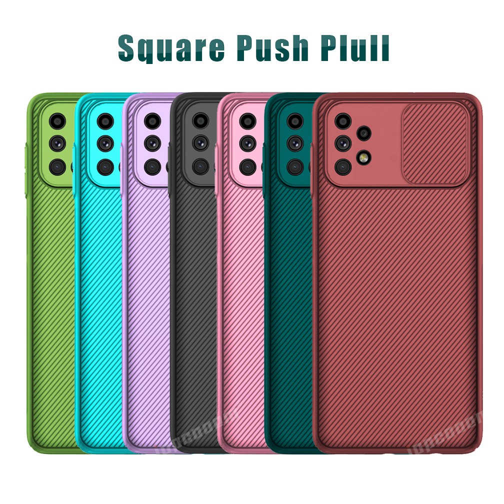 Ốp Điện Thoại Silicon Mềm Hình Vuông Có Nắp Trượt Bảo Vệ Camera Cho Samsung Galaxy A72 A52 A52S A32 A12 A02S 4g 5g