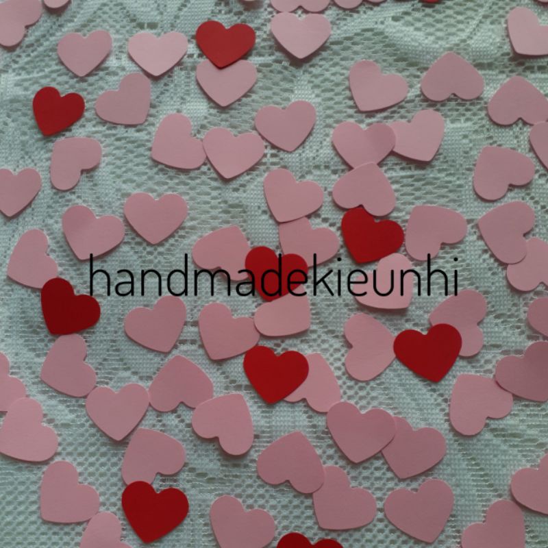 20-50 hình trái tim 2.5 x 2cm,4.9 X 4.2cm bằng giấy màu - thủ công mầm non cho bé, trang trí thiệp, bưu thiếp, bao lì xì