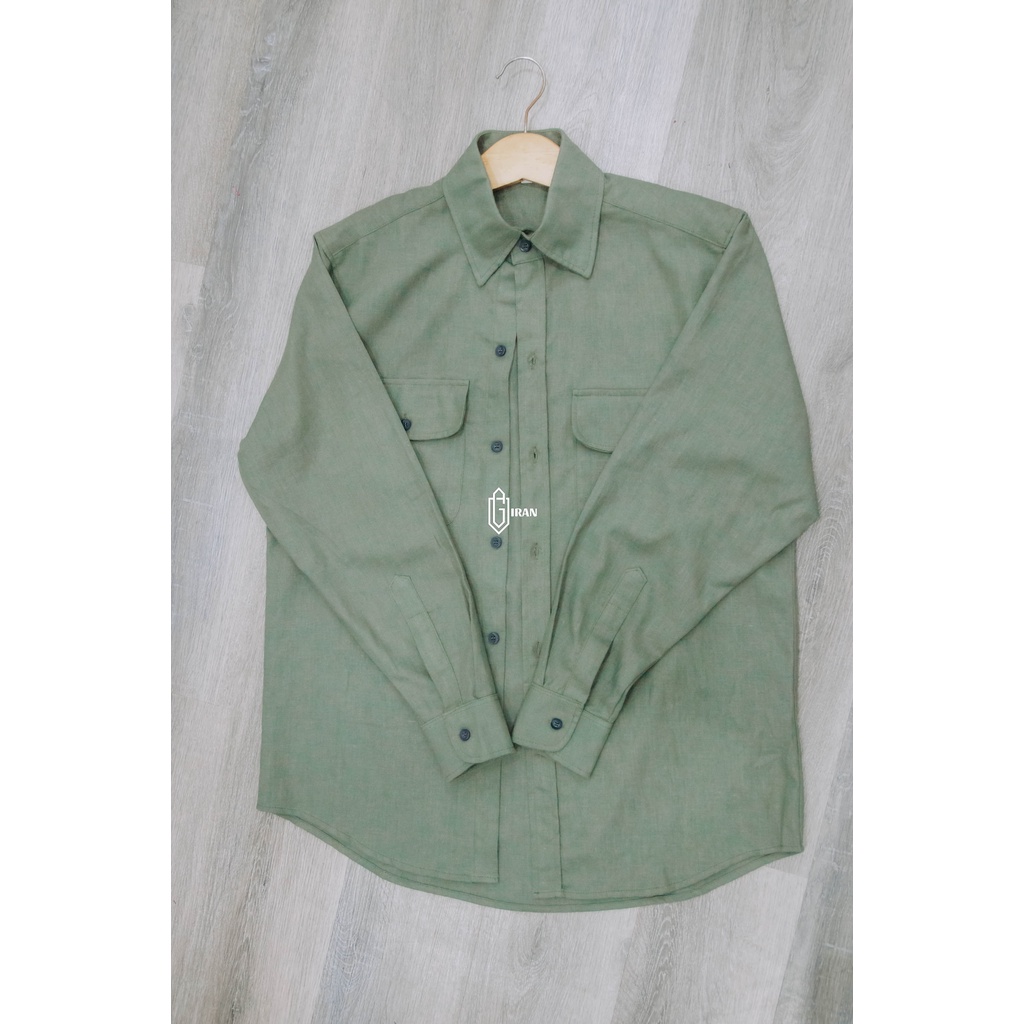 ÁO SƠ MI LINEN XANH RÊU THOÁNG MÁT DÀNH CHO NAM | GIRAN