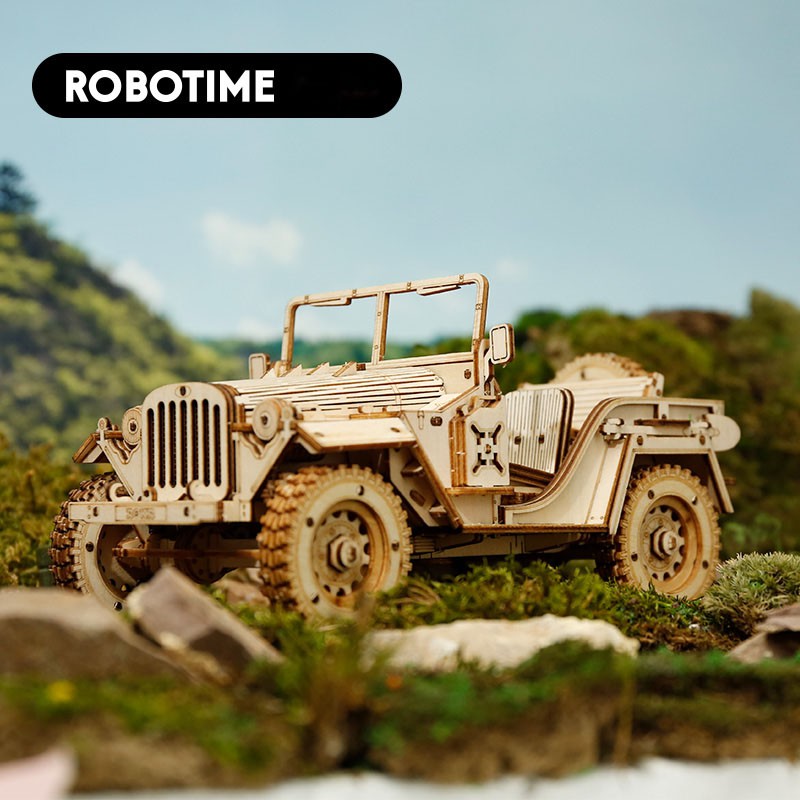 Đồ chơi lắp ráp bằng gỗ 3D DIY Mô hình xe JEEP ARMY FIELD CAR - Robotime - Quà tặng sinh nhật giáng sinh tự làm bằng gỗ