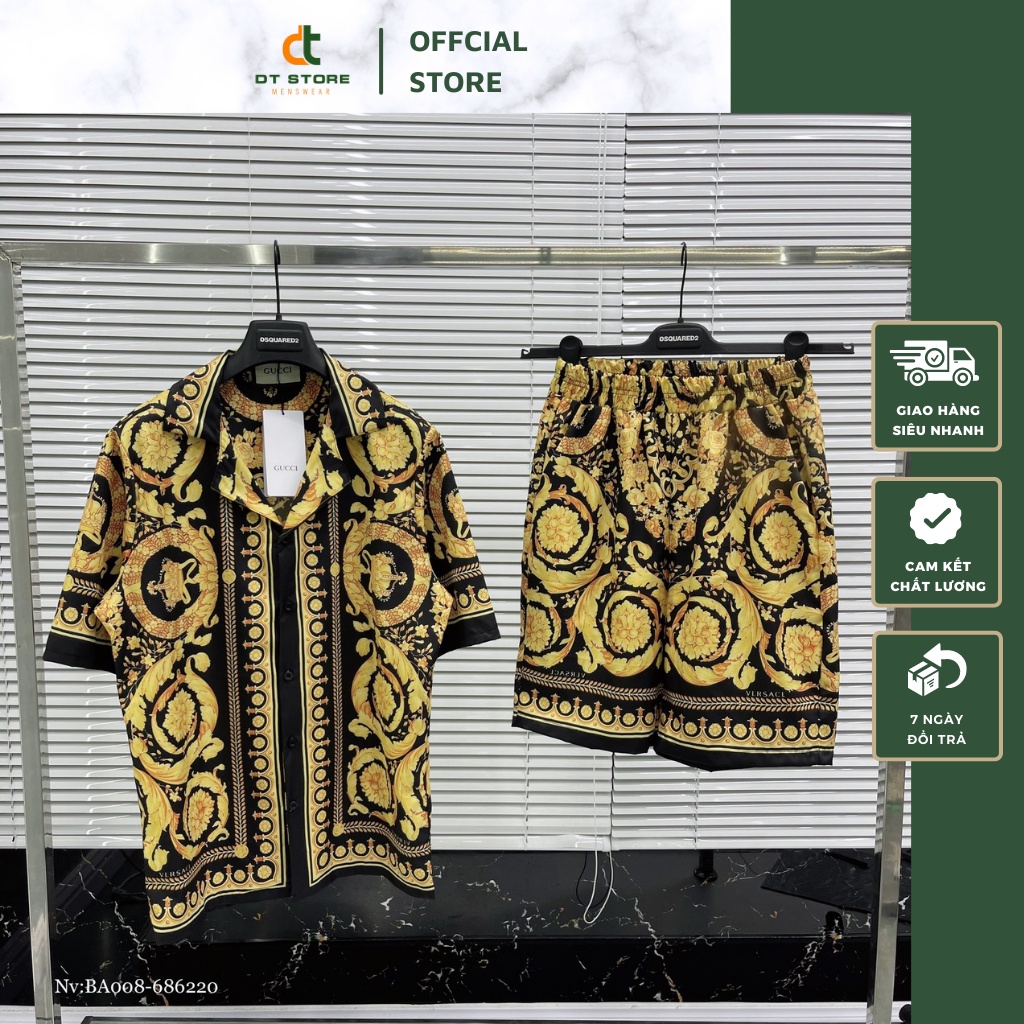 Bộ Quần Áo Pyjama GC In Họa Tiết Cực Chất - Bộ Cộc Hè Pyjama GC Chất Lụa Cao Cấp Dành Cho Nam DT STORE MENWEAR