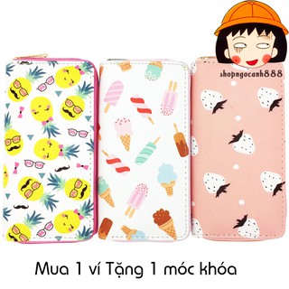 Bóp Ví Dài Cầm Tay Nữ Hoạt Tiết Hoạt Kem Hoa Quả Siêu Cute Cầm Chắc Êm Tay Lắm Nè ^^