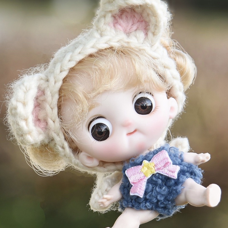 Búp bê dễ thương 11cm ob11 BJD mắt 3D kích thước 1/12 xinh xắn đồ chơi cho bé gái bao gồm hộp đựng