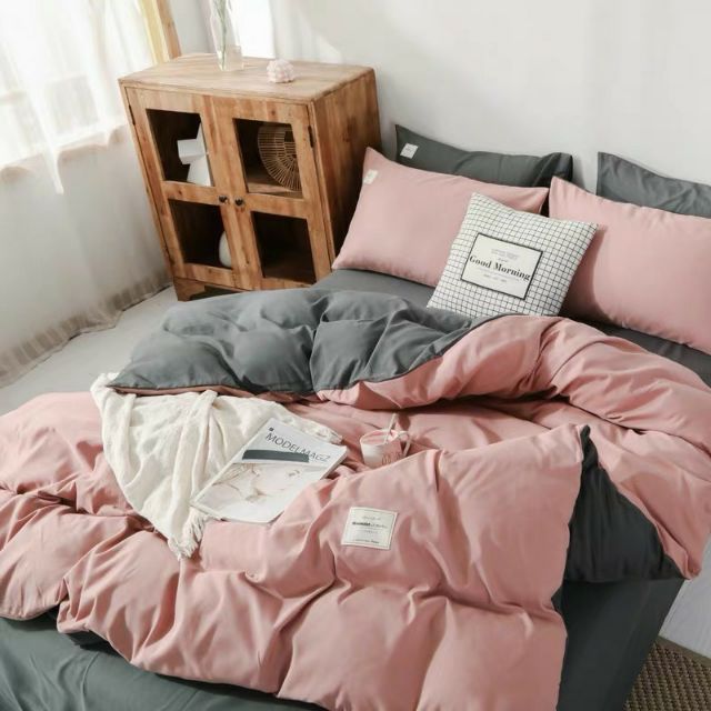 Chăn Ga Gối Cotton Tici Đơn Sắc 4 món