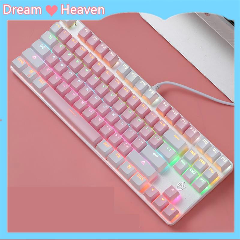 Dream Heaven-Bộ bàn phím cơ trục xanh 87 nhỏ cầm tay cô gái hoa anh đào dễ thương trò chơi chuyên dụng đánh máy văn phòn
