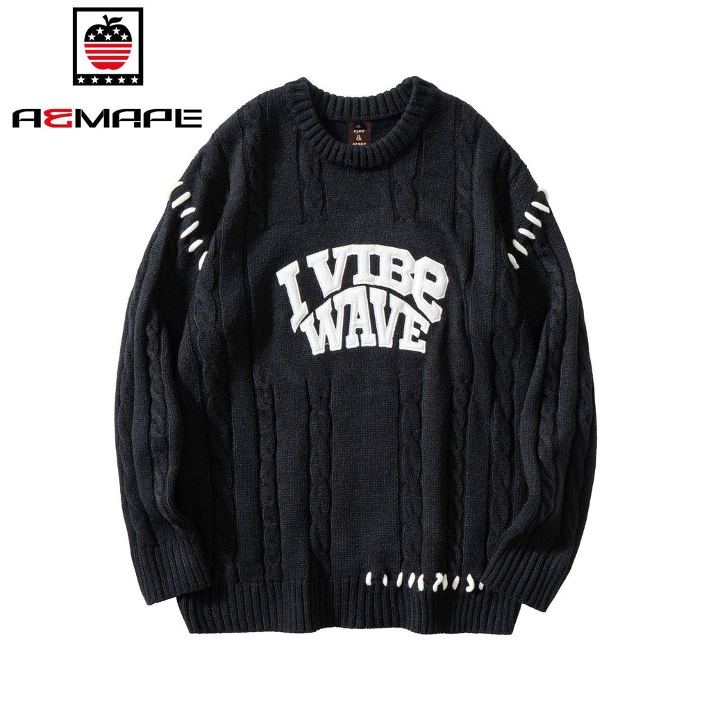 Áo Khoác Sweater Dệt Kim Dáng Rộng Kiểu Vintage Thời Trang Mùa Đông Cho Các Cặp Đôi