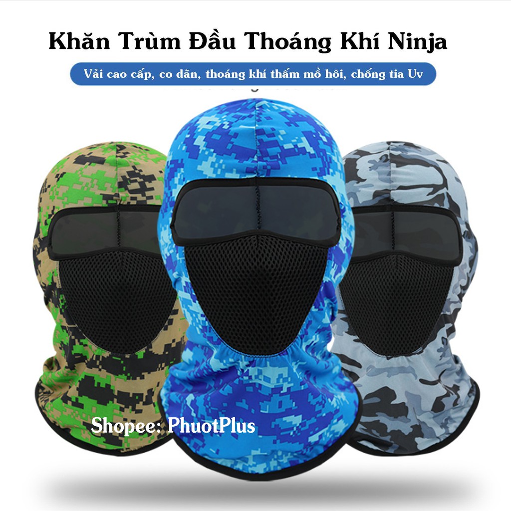 Khăn Phượt Trùm Đầu Điều Hòa Thoáng Khí Ninja X2 - Vải Mát Thấm Mồ Hôi, Co Dãn Thoáng Khí - Chống Nắng, Chống Tia Uv