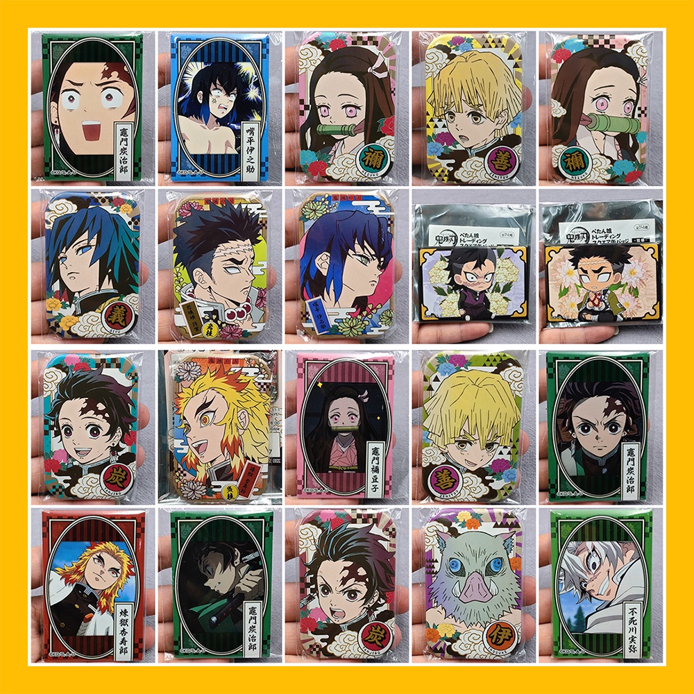 size Vuông - Huy hiệu kim loại Badge Demon Slayer Kimetsu no Yaiba hàng chính hãng