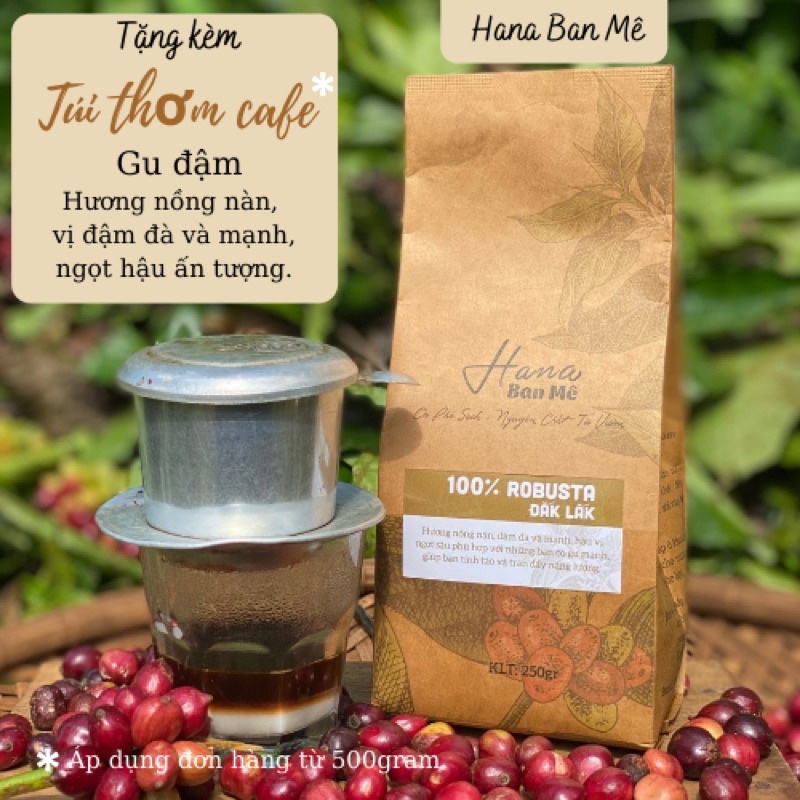 Cà phê rang xay nguyên chất Robusta 100% từ vườn Đắk Lắk - Hương nồng nàn, đậm đà và mạnh, hậu vị ngọt