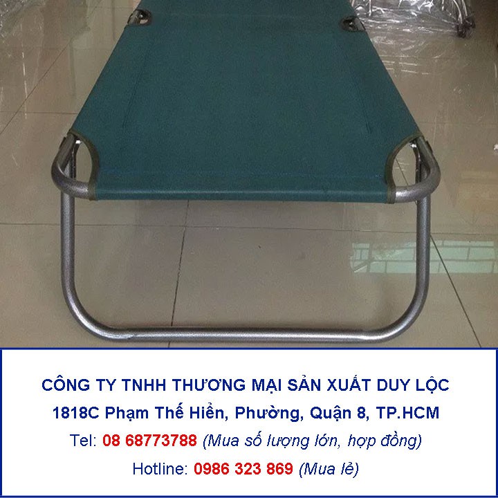 Giường bố xếp sơn tĩnh điện Duy Lộc màu xanh rêu