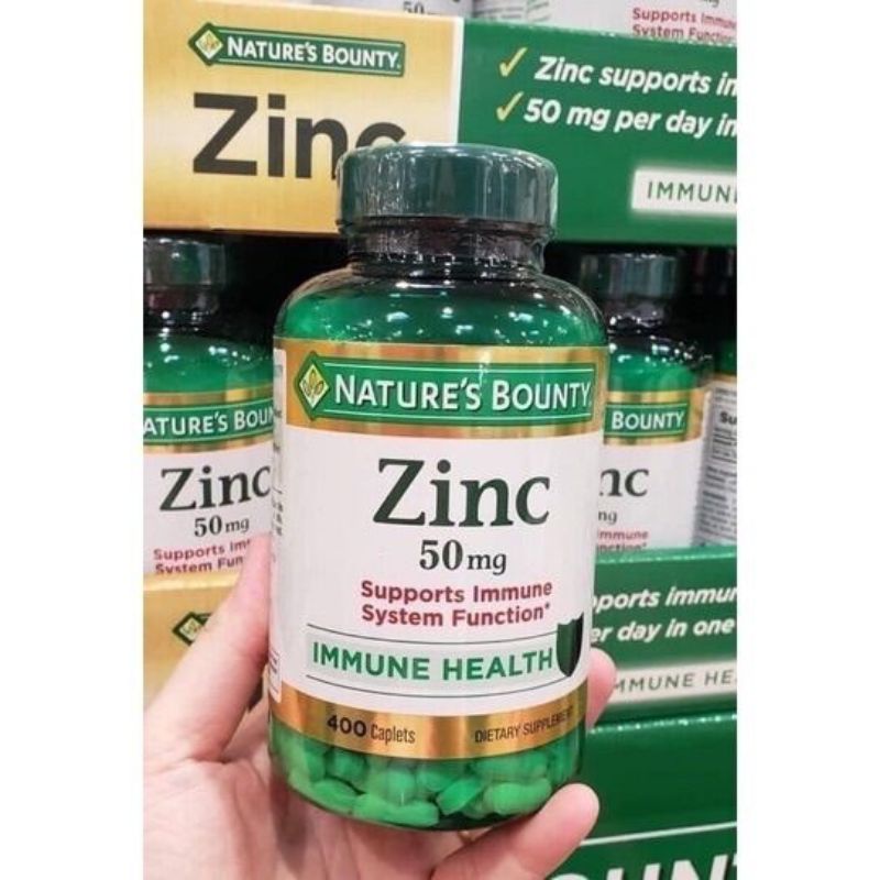 Viên uống bổ sung kẽm Nature’s Bounty Zinc 50mg 400v và 50mg 100v của Mỹ