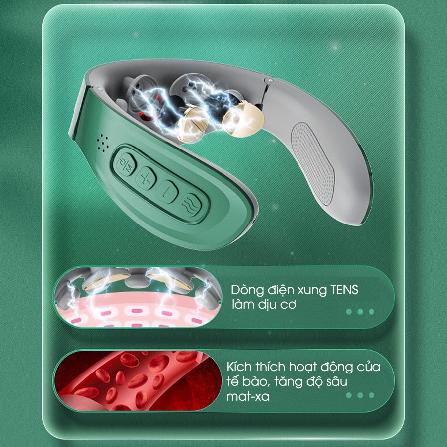 Máy massage cổ vai gáy có 2 miếng dán xung với 7 điểm tiếp xúc hàng cao cấp loại 1