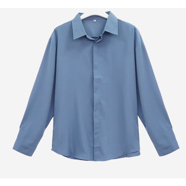 Áo sơ mi nam lụa trơn cao cấp không nhăn kiểu giấu cúc Đen Trắng Nâu - form đẹp vừa ôm , suông rộng thời trang Hàn Quốc