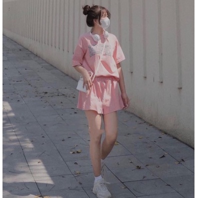 Set hope suông dáng rộng oversize unisex - Bộ cộc tay cổ tròn kèm short cộc siêu xinh