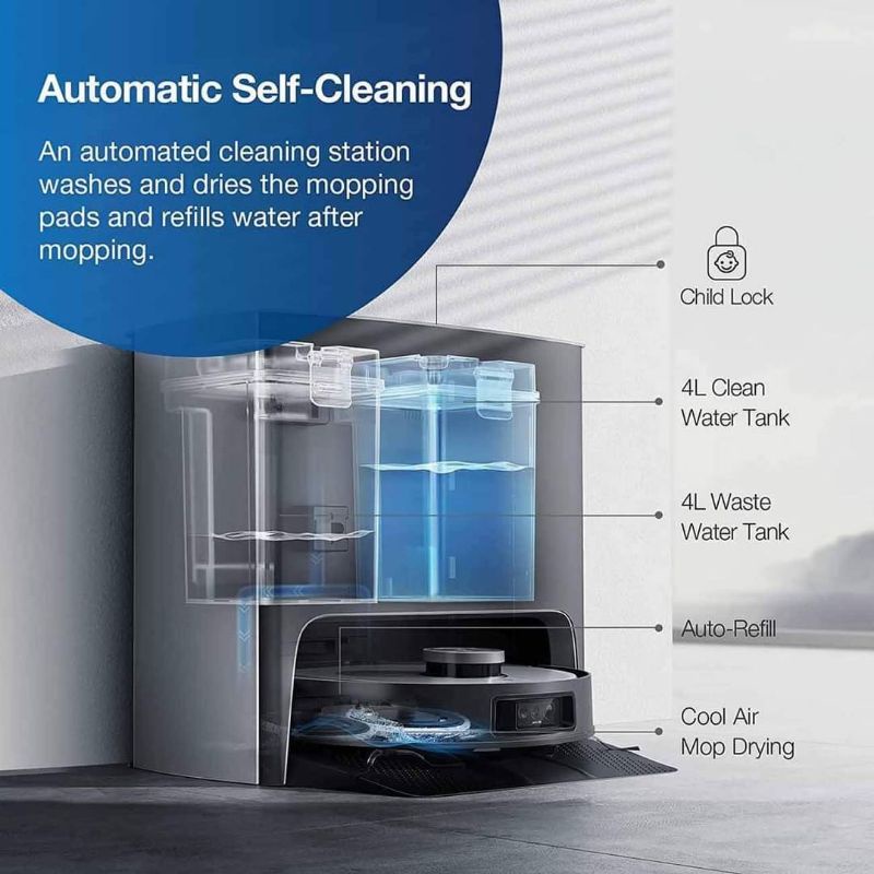 Robot hút bụi lau nhà thông minh tự động tự giặt sấy giẻ Ecovacs deebot X1 Turbo