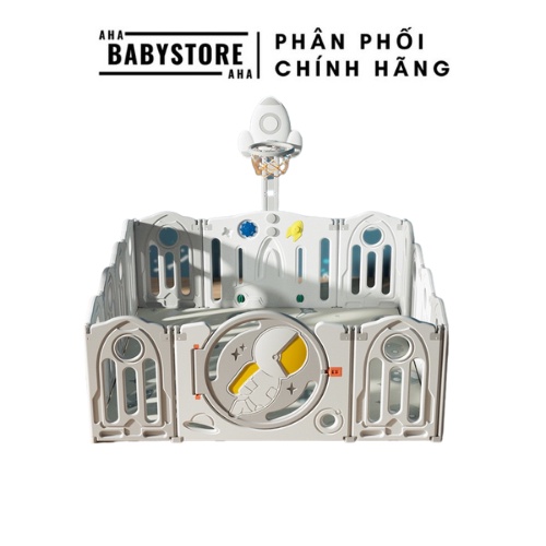 Quây cũi nhựa 9BABY gấp gọn hình phi hành gia cho bé - MÀU XÁM