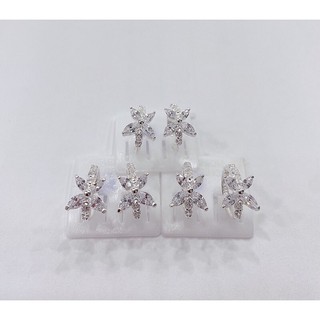 Khuyên tai hoa 5 cánh đối xứng bạc ta
