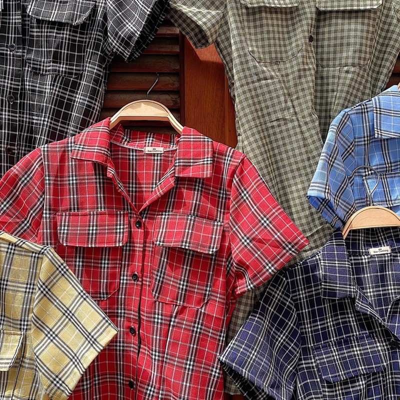 ĐẦM XINH CARO BO THUN Ở SAU LƯNG CỔ SƠMI - ĐẦM SAY DRESS