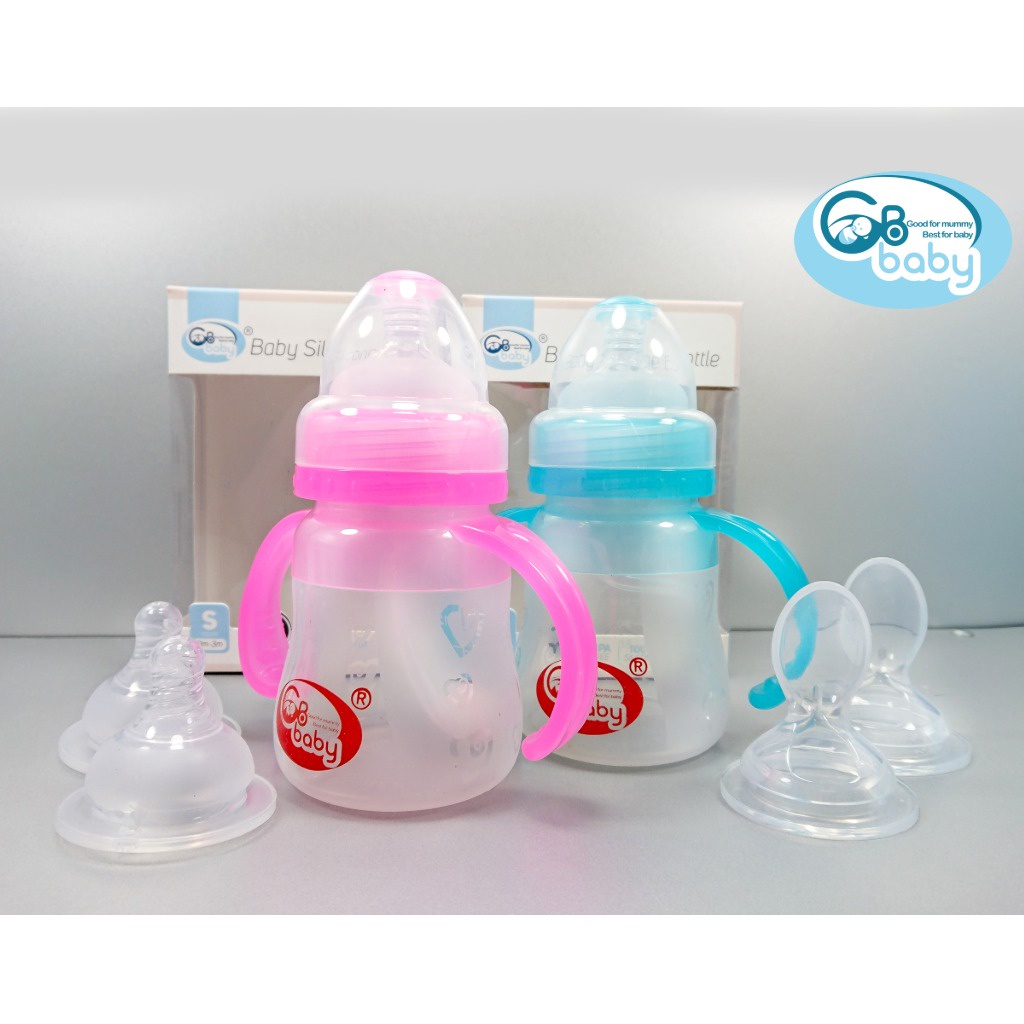 GB-Baby Bình sữa Silicon 240ml cổ rộng