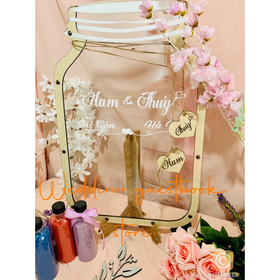 Bình Thả Tim Ký Tên Trong Suốt Hiện Đại Bắt Trend Đám Cưới | Lọ mật ong |Thao Wedding Guestbook