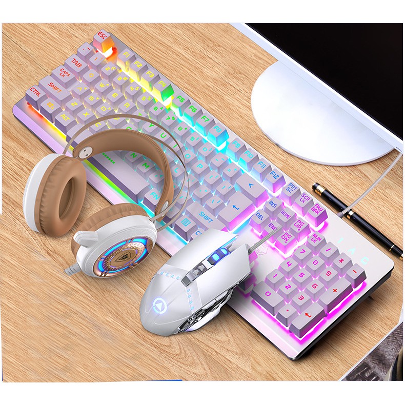 Combo 4 Món Gaming Bàn Phím RGB. Chuột Gaming, Tai Nghe 5.1, Lót Chuột Lớn K002