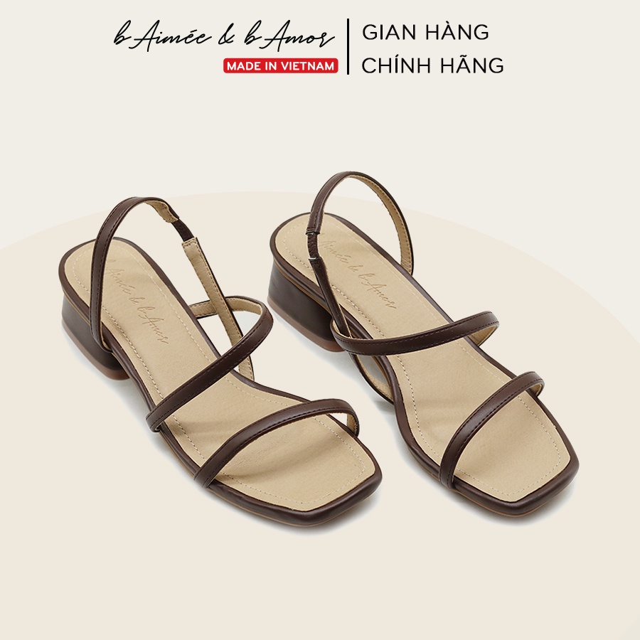 Sandal nữ cao gót 3p quai mảnh gót vuông mũi vuông thời trang bAimée & bAmor - 1533bb