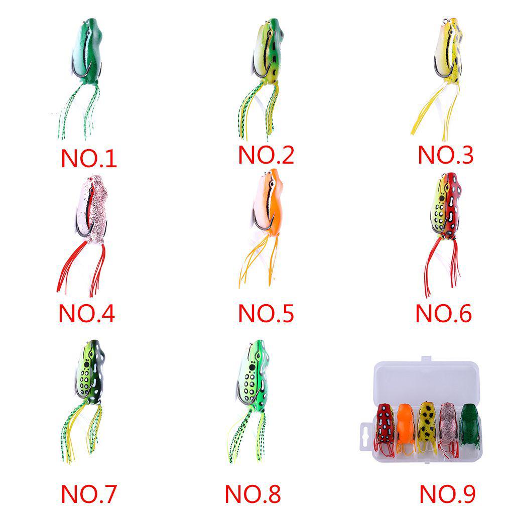 Set 1 / 5 Mồi Câu Cá Giả Hình Ếch 3D