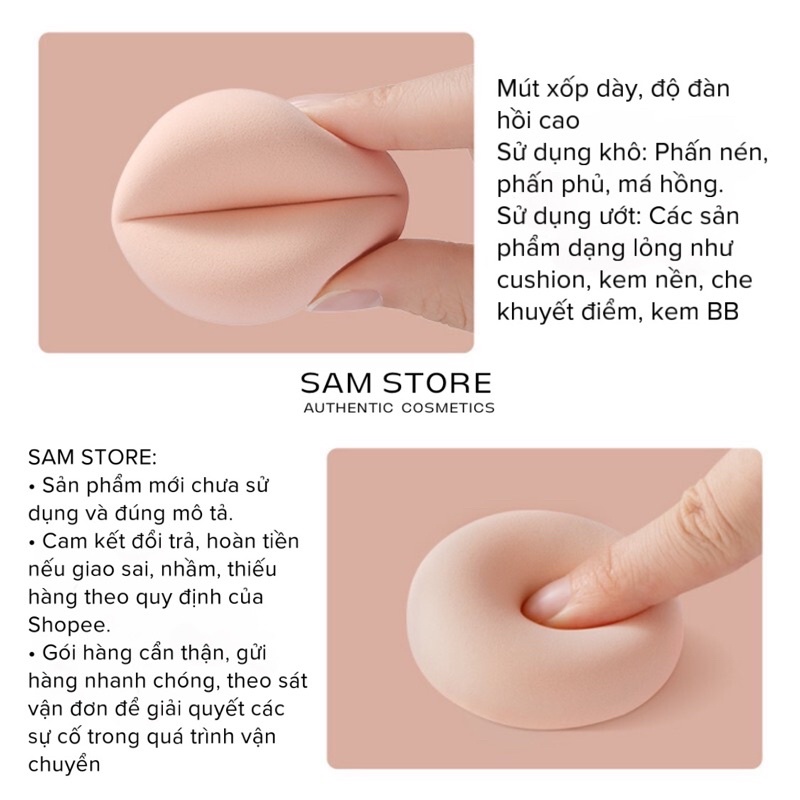 Mút trang điểm siêu xốp kèm hộp nhiều hình dáng mềm mại sử dụng được khô và ướt