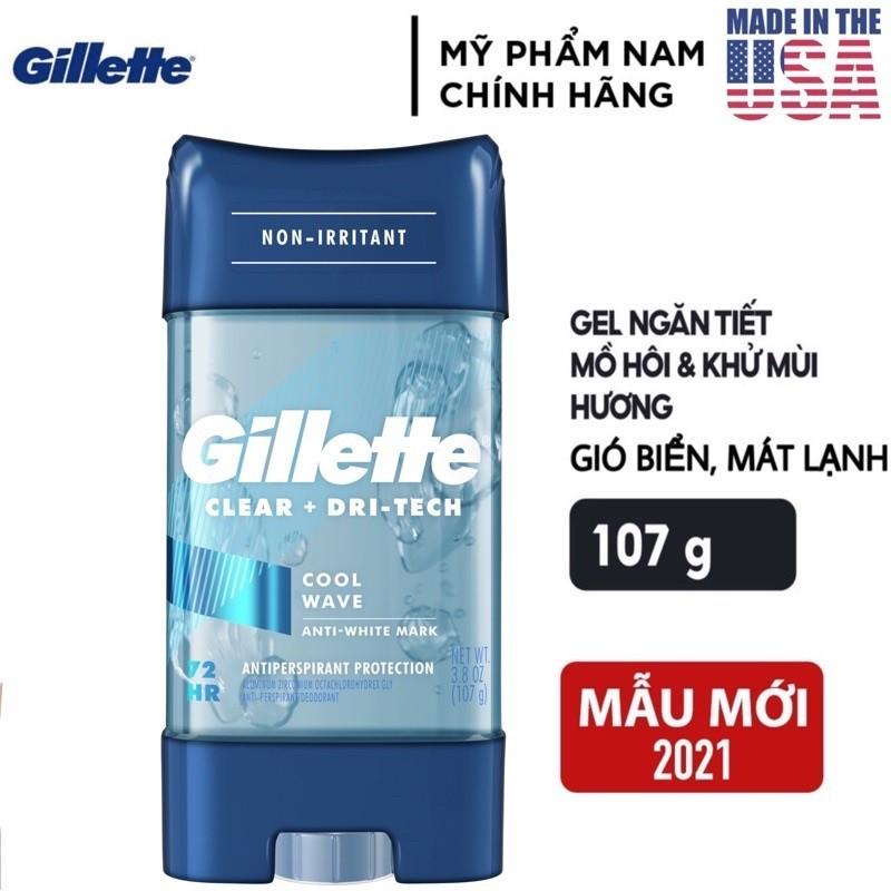 Lăn khử mùi nam Gel Gillette 107g Cool Wave 5in1 | Sport TriumPh | Arctic Ice - Mỹ