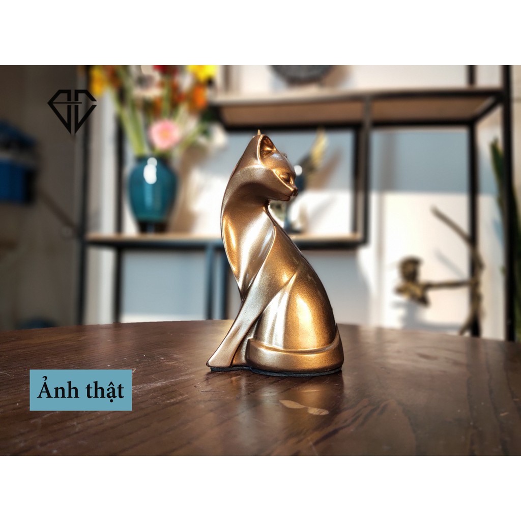 Tượng trang trí nhà cửa, trang trí phòng khách, Tượng Decor Cặp Đôi Mèo - Trang Trí Nội Thất Cao Cấp