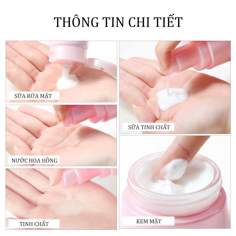 [Tặng kèm hộp quà]  Bộ 7 món LAIKOU gồm các sản phẩm chăm sóc da sáng, cấp nước và dưỡng ẩm - LK-T7