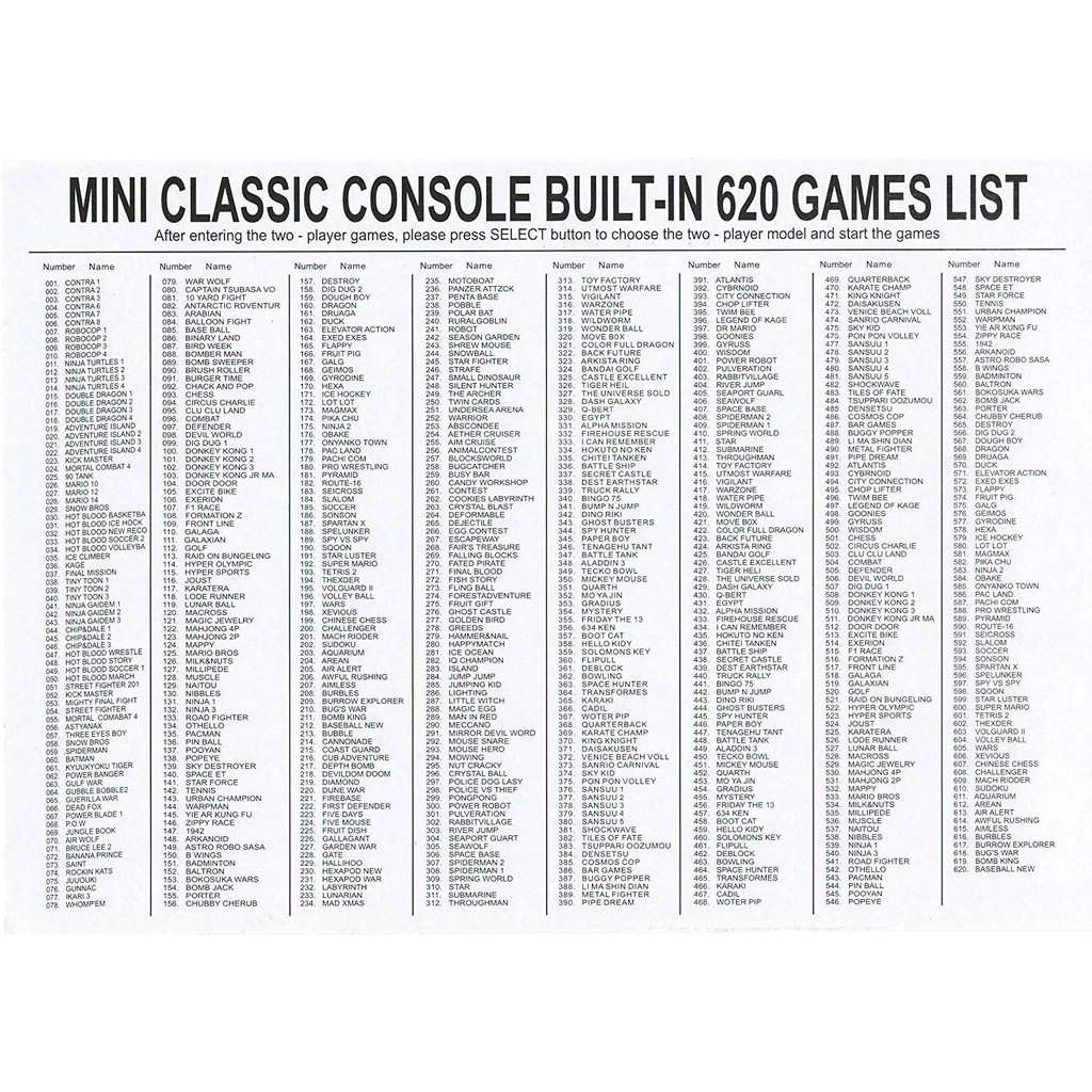 Máy chơi game cổ điển NES Classic 620 games trong 1 với 2 tay cầm 4 nút