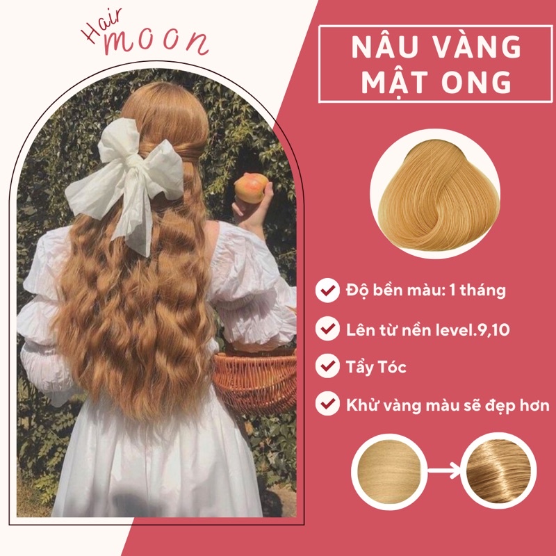 Thuốc nhuộm tóc NÂU VÀNG MẬT ONG | KHÔNG TẨY TÓC | Tặng Vitamin E dưỡng tóc, bao tay nhuộm, mũ trùm nhuộm, giá rẻ