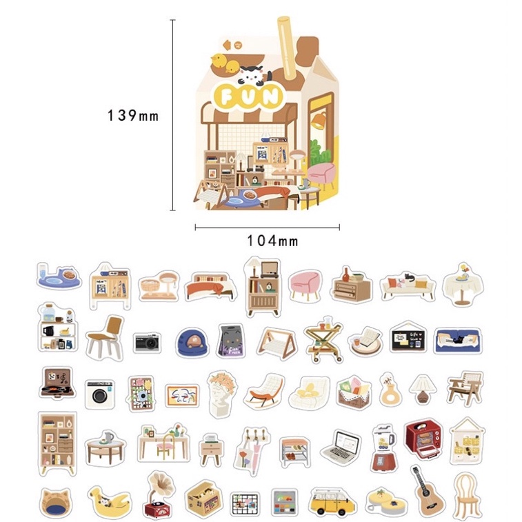 Sticker cute/Set 100 sticker hình dán dễ thương trang trí sổ planner bullet journal/ Túi 100 sticker cute Tẻn Tẻn