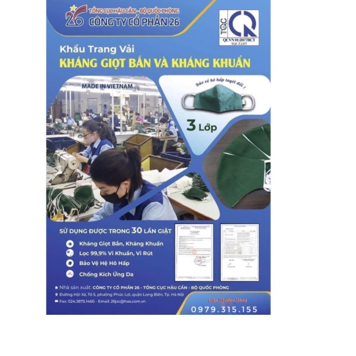 Combo 2 Bịch Khẩu trang kháng khuẩn quân đội Tái sử dụng 30 lần (BỊCH 5 CÁI )