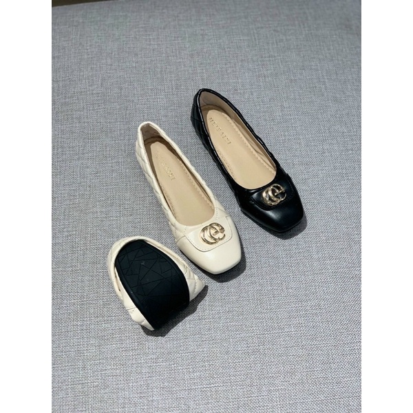 {FREESHIP} [ Loại 1 sẵn hàng] Giày bệt , Giày búp bê trần trám , đế mềm 2 màu đen kem full size 35-39