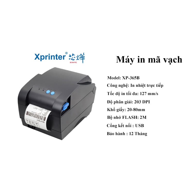 Máy In Mã Vạch 2 Chức Năng In Hóa Đơn Và Tem Xprinter XP-365B | BigBuy360 - bigbuy360.vn