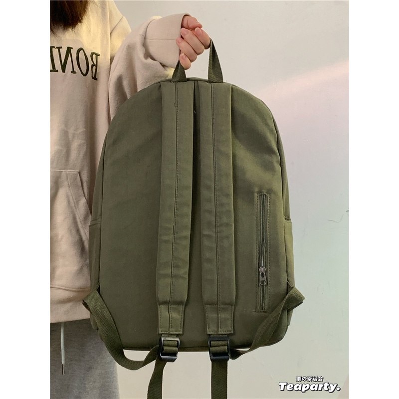 Balo đi học trơn basic nữ vải canvas đẹp giá rẻ thời trang ullzang hàn quốc B377