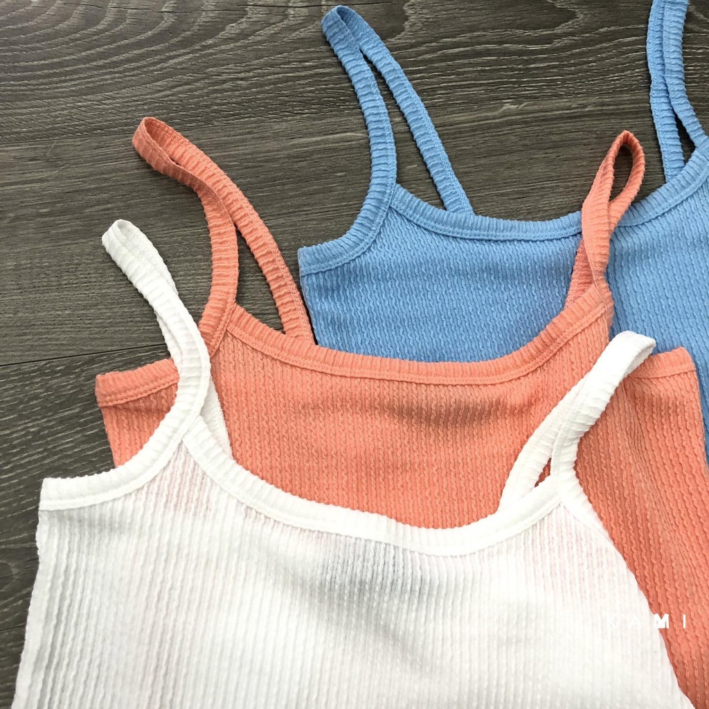Áo F.21 croptop 2 dây thun gân nổi KAMI