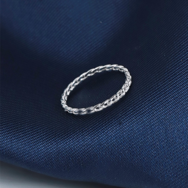 Nhẫn bạc nữ xoắn dây đôi Asimi, Nhẫn bạc Ý S925 dạng xoắn dầy dặn Double Twisted NA16