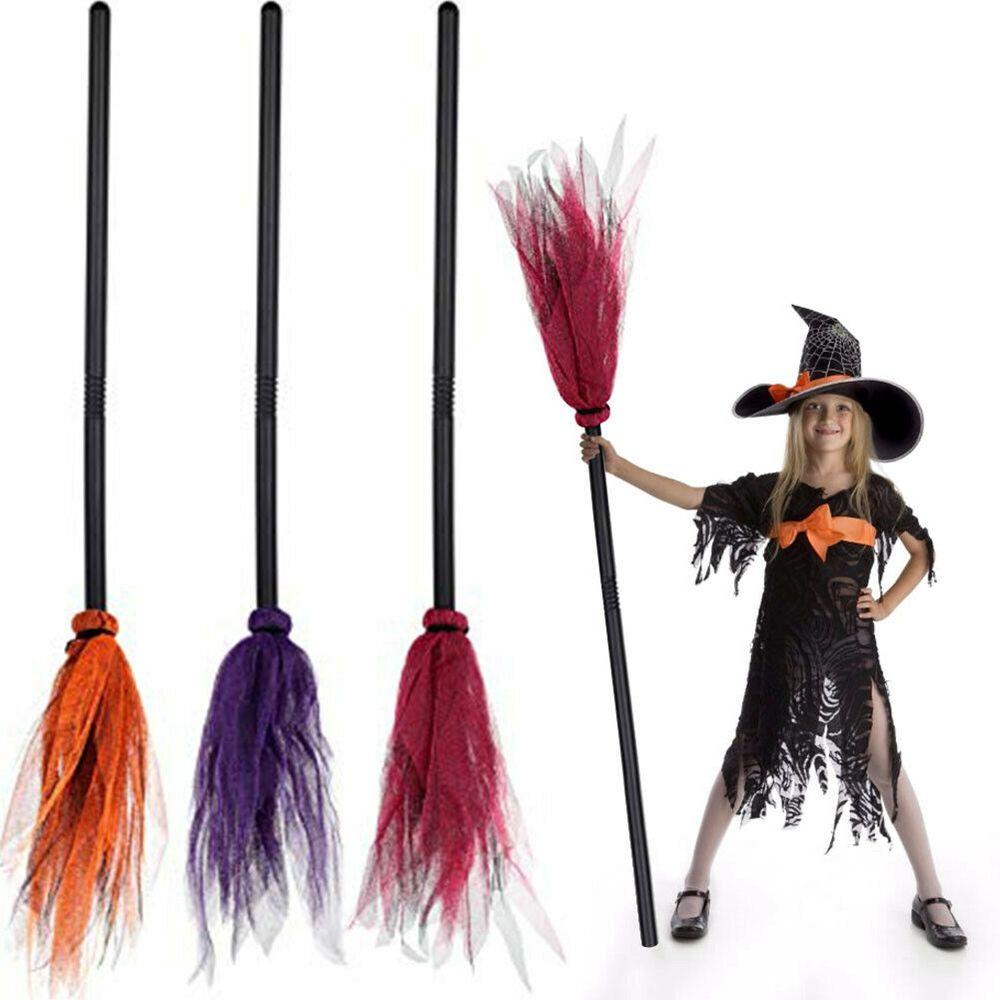 1 Chổi Phù Thủy Bằng Nhựa Có Thể Điều Chỉnh Trang Trí Halloween Cho Bé