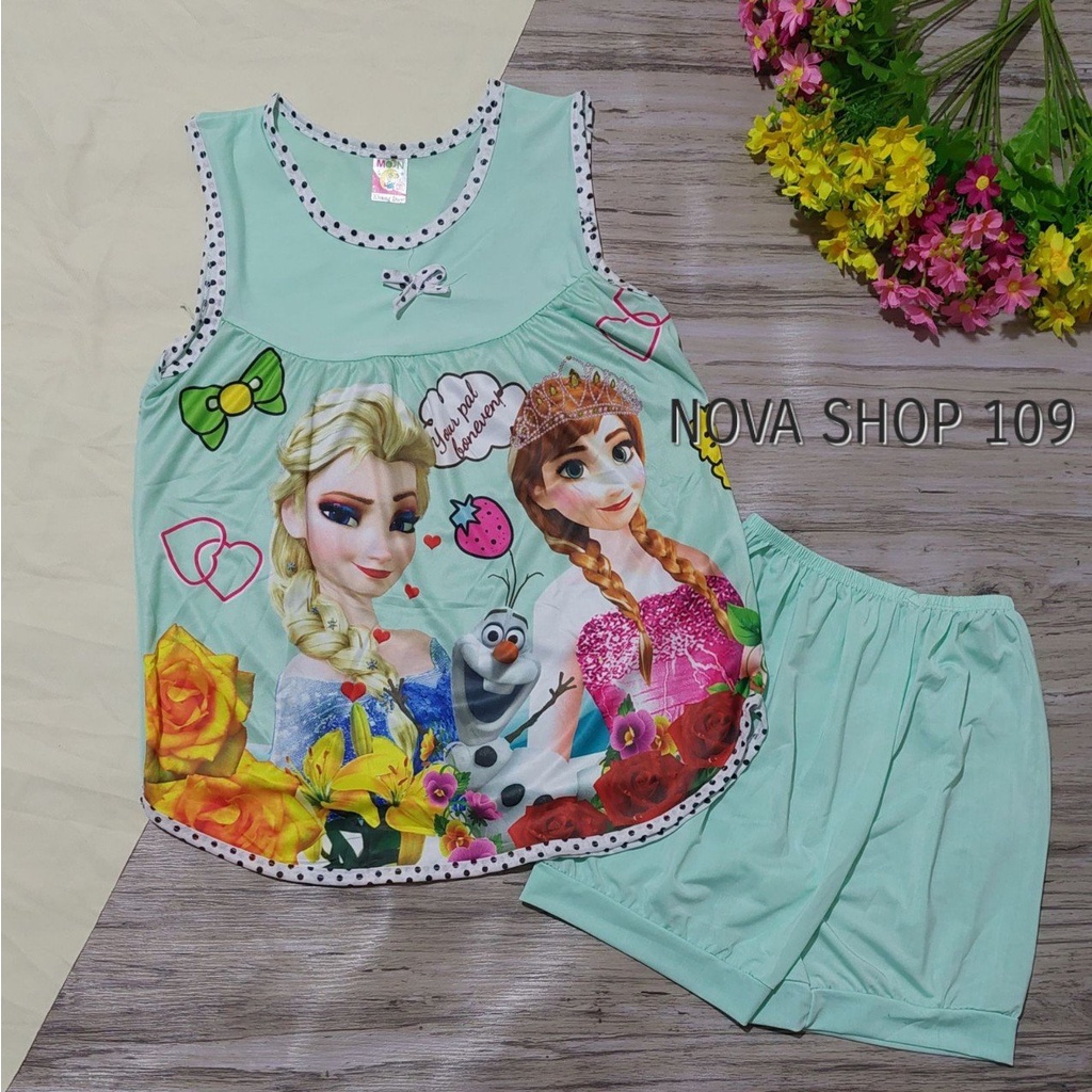 Bộ đồ thun lạnh hình công chúa Elsa và Anna cho bé gái từ14-24kg và 25-35kg, thời trang trẻ em NOVA SHOP