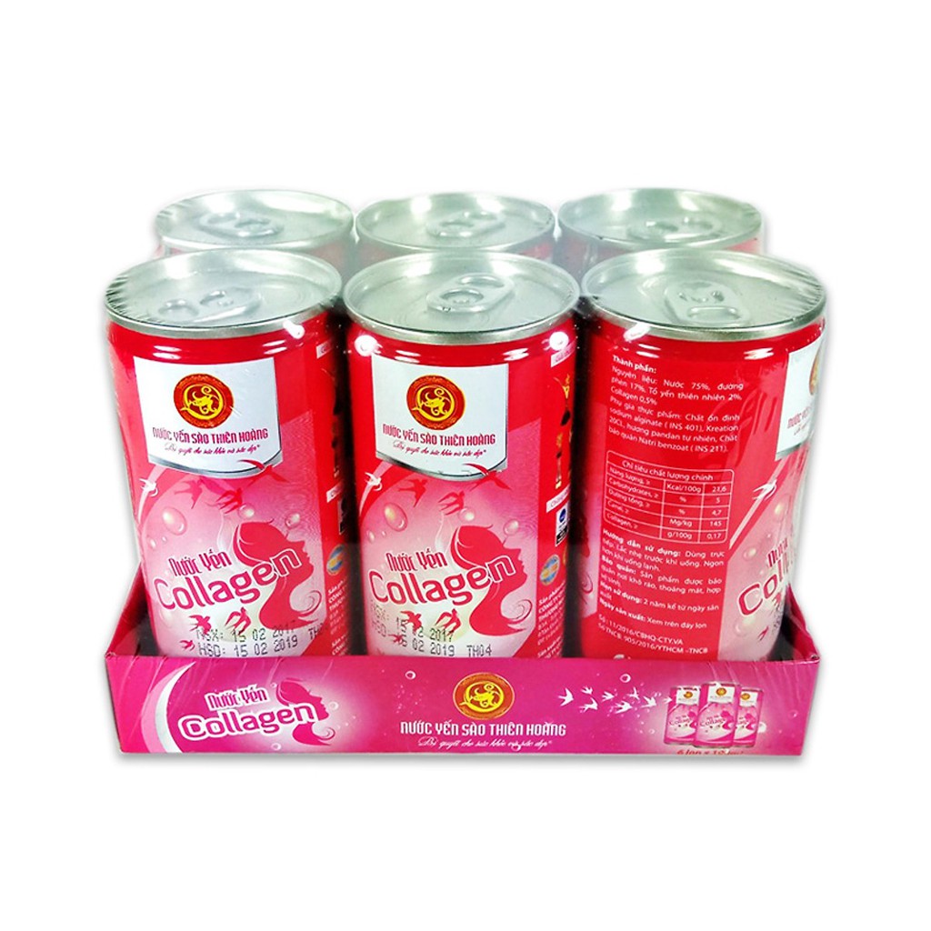 Lốc Nước Yến Thiên Hoàng Collagen (6 Lon x 190 ml)