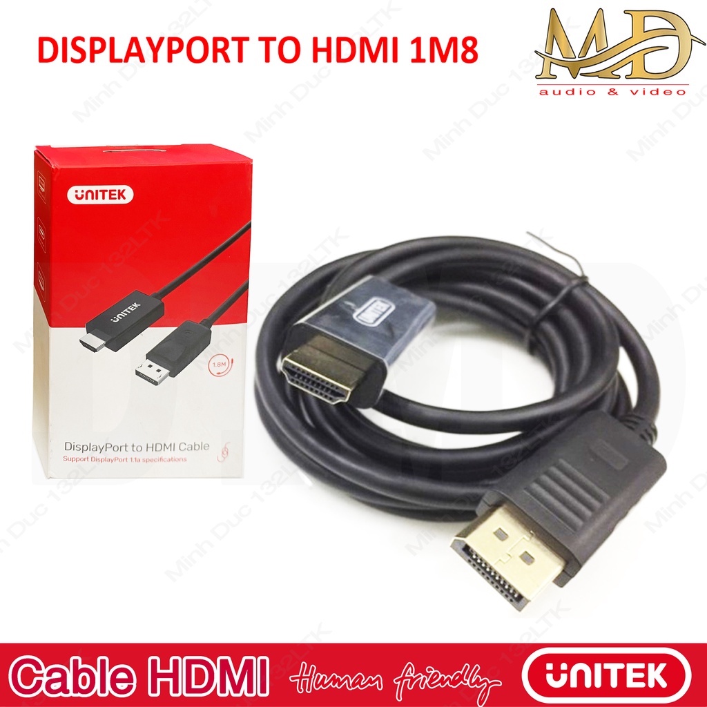 Cable DisplayPort to HDMI - Dây cáp DisplayPort sang HDMI UNITEK 1m8 Y5118CA (Hàng Chính Hãng)