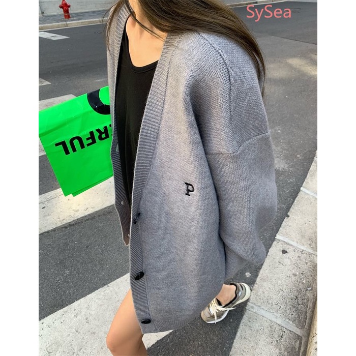Áo Khoác Cardigan Dệt Kim Thêu Chữ Thời Trang Mùa Thu Cho Nữ