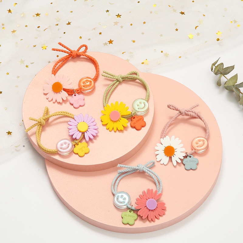 Dây cột tóc hình hoa cúc siêu dễ thương màu pastel phụ kiện tóc nữ