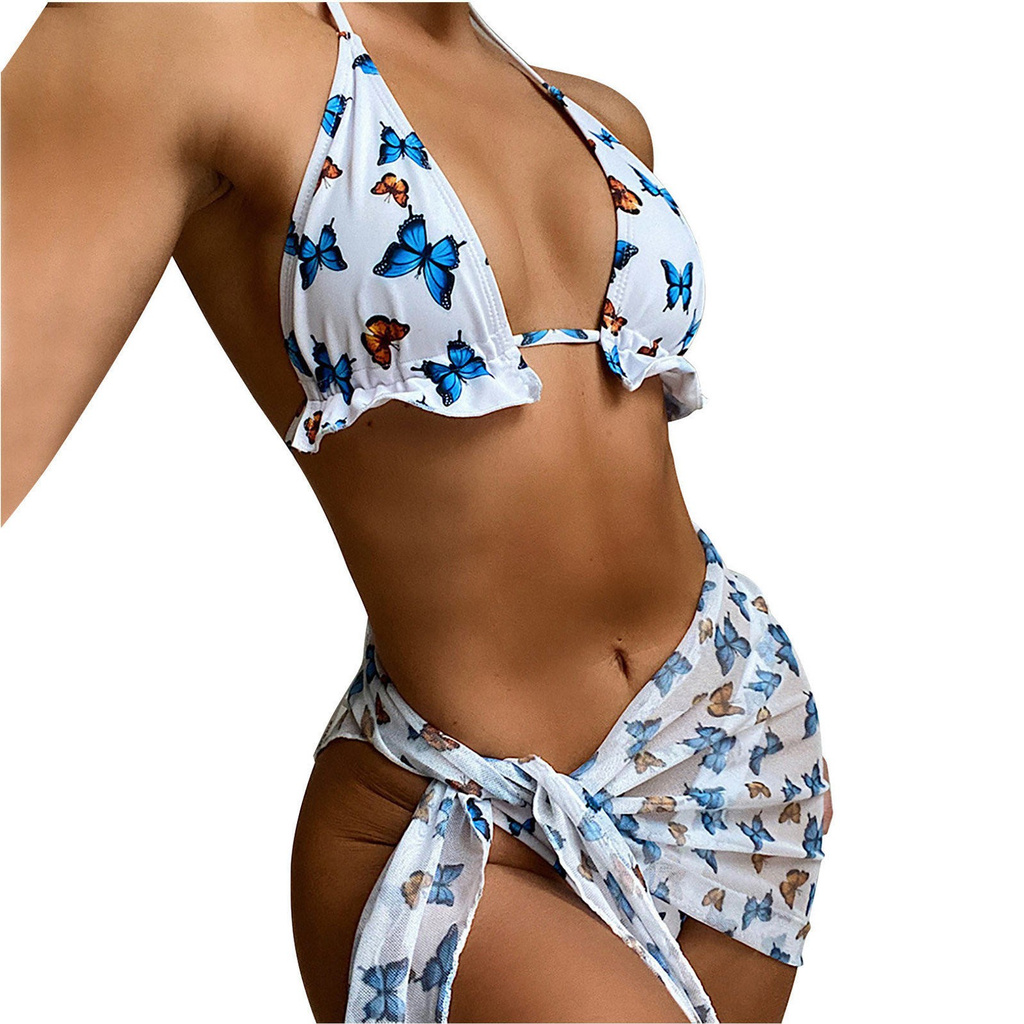 Trang phục bikini 3 mảnh in hình bướm thời trang gợi cảm cho nữ | BigBuy360 - bigbuy360.vn