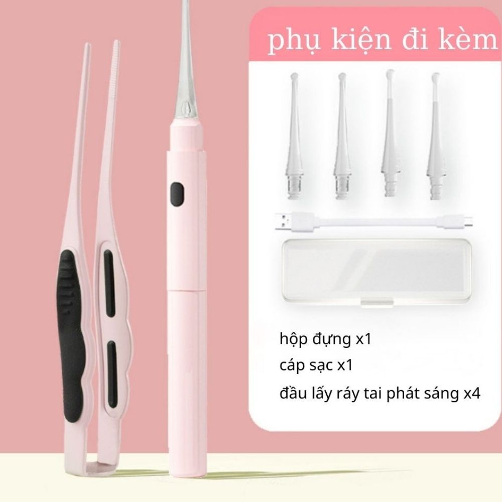 Bộ lấy ráy tai có đèn cao cấp, dụng cụ vệ sinh tai mũi an toàn tiện lợi cho gia đình - BCC