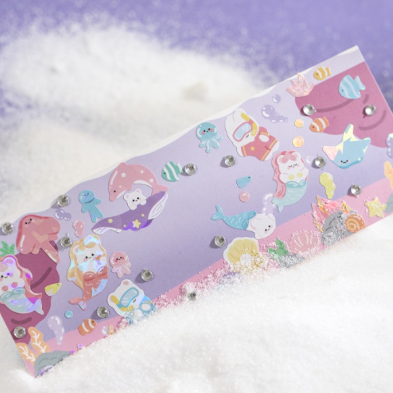 PeachBộ 2 Tấm Sticker Dán Trang Trí Sổ Tay/Album DIY Hình Động Vật Dễ Thương 8 Kiểu
